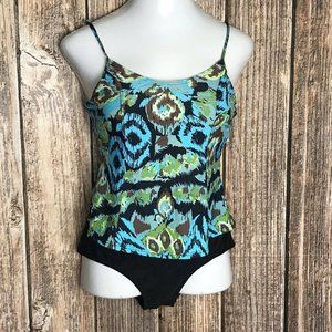 Antiqua One-Piece Swimsuit ~ Black & Blue M (6-8)
